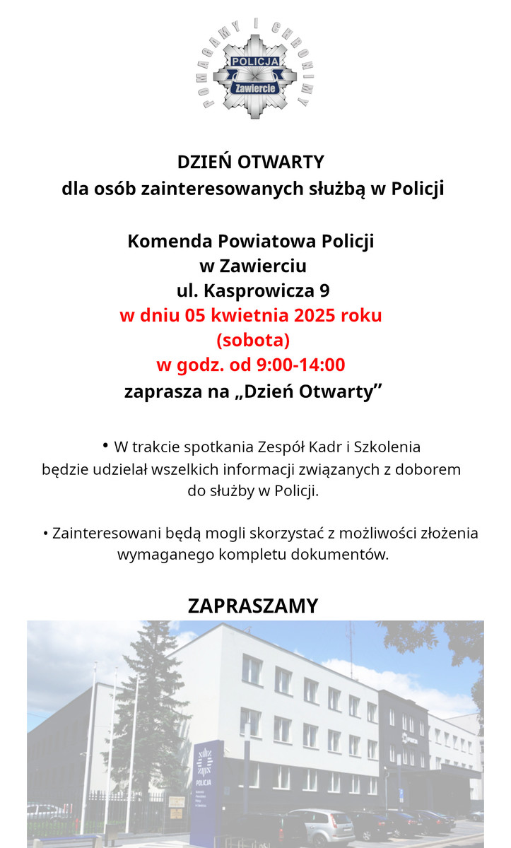 Plakat policja Zawiercie