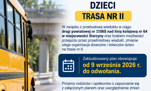 Zdjęcie do Zmiana planu dowoz&oacute;w i odwoz&oacute;w dzieci &ndash; trasa nr II